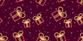 Gift box neon seamless pattern. Jewish New Year background. Holiday concept Royalty Free Stock Photo