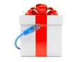 Gift box with network cable Royalty Free Stock Photo