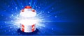 Gift Box Open Firework Explosion Magic Light Rays Background Christmas Royalty Free Stock Photo
