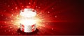 Gift Box Open Firework Explosion Magic Radiant Light Background Royalty Free Stock Photo