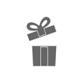 Gift box open icon. Black silhouette vector illustration isolated on white. Royalty Free Stock Photo