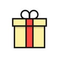 Gift box outline colored icon, modern minimal flat design style, vector illustration Royalty Free Stock Photo