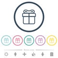 Gift box outline flat color icons in round outlines Royalty Free Stock Photo