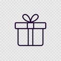 Gift box outline icon. Isolated. Present gift line icon. Vector