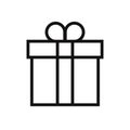 Gift box outline icon, flat design style, linear vector illustration Royalty Free Stock Photo