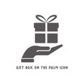 Gift box on the palm hand icon simple flat style vector illustration Royalty Free Stock Photo