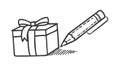 Gift Box with Pencil for Personalization, vector design Generative AI Royalty Free Stock Photo