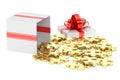 Gift box with pieces of the puzzle, 3D rendering Royalty Free Stock Photo