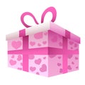 Gift box with pink hearts