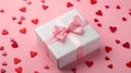 A Gift Box with Pink Ribbon.AI generated image Royalty Free Stock Photo