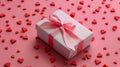 A Gift Box with Pink Ribbon.AI generated image Royalty Free Stock Photo