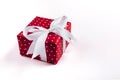 Gift box with pink ribbon izolated Royalty Free Stock Photo