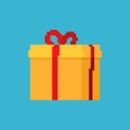 Gift box pixel art. New Year and Christmas 8 bit. Pixelate vector illustration Royalty Free Stock Photo
