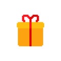 Gift box pixel art. New Year and Christmas 8 bit. Pixelate vector illustration Royalty Free Stock Photo