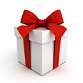 Gift box , Present box with red ribbon bow isolated on white background Royalty Free Stock Photo