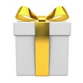 Gift box present with gold ribbon bow isolated on white background Royalty Free Stock Photo