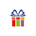 Gift box present icon logo design vector template Royalty Free Stock Photo