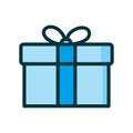Gift box, present in vector. Gift in flat style on white background Royalty Free Stock Photo