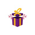 Gift box, present in vector. Gift in flat style on white background Royalty Free Stock Photo