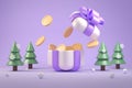 Gift Box Prize Reward Opening Coins Money Surprise Award Christmas Concept Financial Illustration Backgrounds 3d Rendering