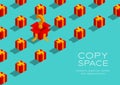 Gift box with question mark 3D isometric pattern, Christmas and Happy new year Surprise concept poster and banner horizontal Royalty Free Stock Photo