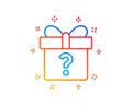 Gift box with Question mark line icon. Present. Vector