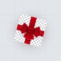 Gift Box with Red Bow and Ribbons Royalty Free Stock Photo