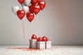 gift box with red heart heart shaped box with balloons gift box with heart Royalty Free Stock Photo