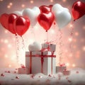 gift box with red hearts gift box with balloons christmas gift box Royalty Free Stock Photo