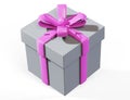 Gift box with red ribbon bow isolated over white background 3d render Royalty Free Stock Photo