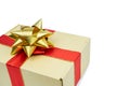 Gift box and red ribbon with copy space on isolated Royalty Free Stock Photo