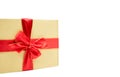 Gift box and red ribbon with copy space on isolated white Royalty Free Stock Photo