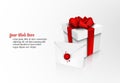 Gift Box with Red Ribbon and Sealed Envelope Royalty Free Stock Photo