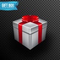 Gift box with red ribbon vector illustration, isolated on transparent background Royalty Free Stock Photo