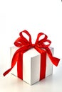 Gift Box Red Satin Ribbon Bow Royalty Free Stock Photo