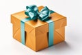 Gift box revealed, isolated on white. A minimalist showcase of delightful surprise.