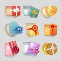 Gift box with ribbon bow vector 3d icons set Royalty Free Stock Photo