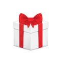 Gift box with ribbon and Bow. Vector illustration Royalty Free Stock Photo