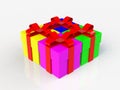 Gift box, with ribbon like a present. over white background