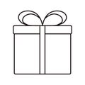 Gift box with ribbon line icon, outline vector sign, linear style pictogram isolated on white. Editable stroke