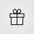 Gift box with ribbon line icon - vector illustration. Christmas present  birthday gift symbol for web and mobile concept Royalty Free Stock Photo