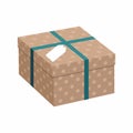 Gift box with Ribbon over white background.Kraft paper. 3d illustration Royalty Free Stock Photo