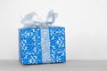 Gift box with ribbon on white background Royalty Free Stock Photo
