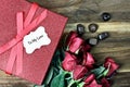 Gift Box with Roses and Chocolate Royalty Free Stock Photo