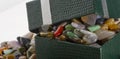 Gift box with semiprecious stones close-up