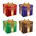 Gift box set with bow and ribbon set. Royalty Free Stock Photo