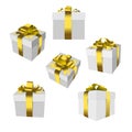 gift box set with gold bow and ribbon i Royalty Free Stock Photo