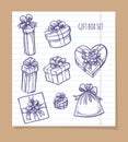 Gift box set on notebook page Royalty Free Stock Photo