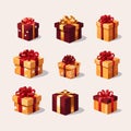 gift box set vector flat minimalistic isolated illustration Royalty Free Stock Photo