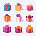 gift box set vector flat minimalistic isolated illustration Royalty Free Stock Photo